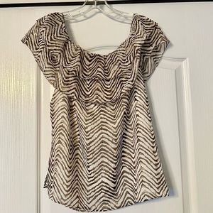 WHBM Brown Zebra Off Shoulder Top Size Small